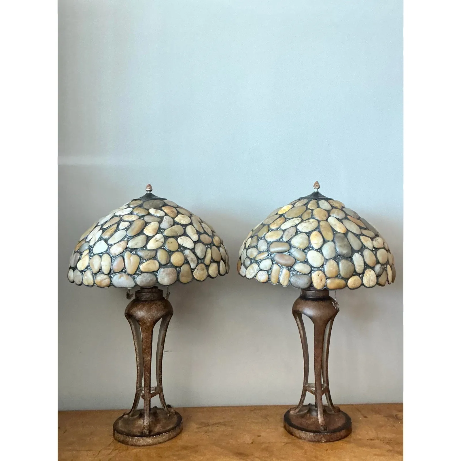 Vintage Boho Sliced Stone Lamps - A Pair — additional photo 7