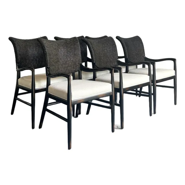 Vintage Boho Palecek “Catalina Cane” Arm Chairs - Set of 6 — additional photo 1
