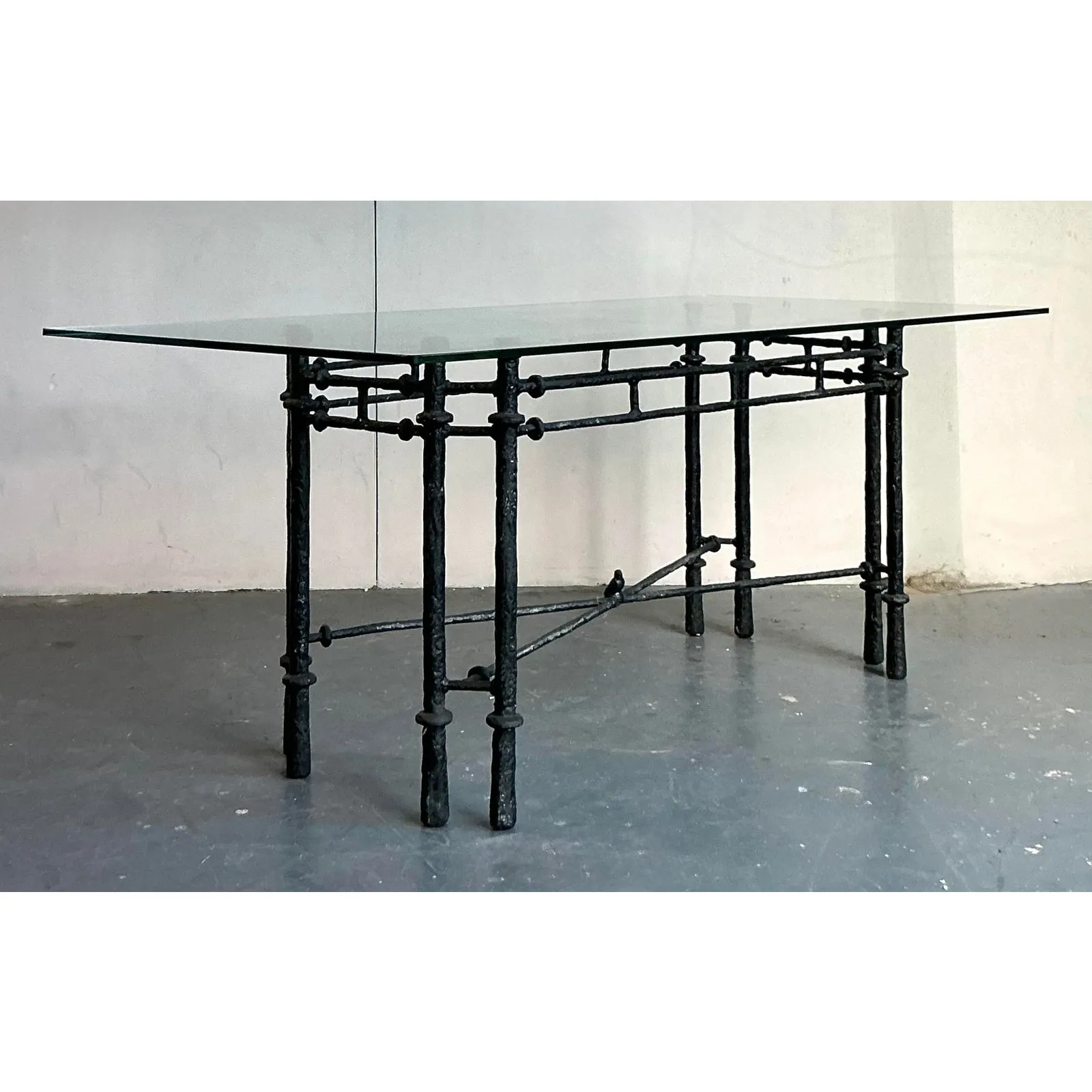 Vintage Boho Hammered Iron Dining Table After Giacometti — additional photo 1