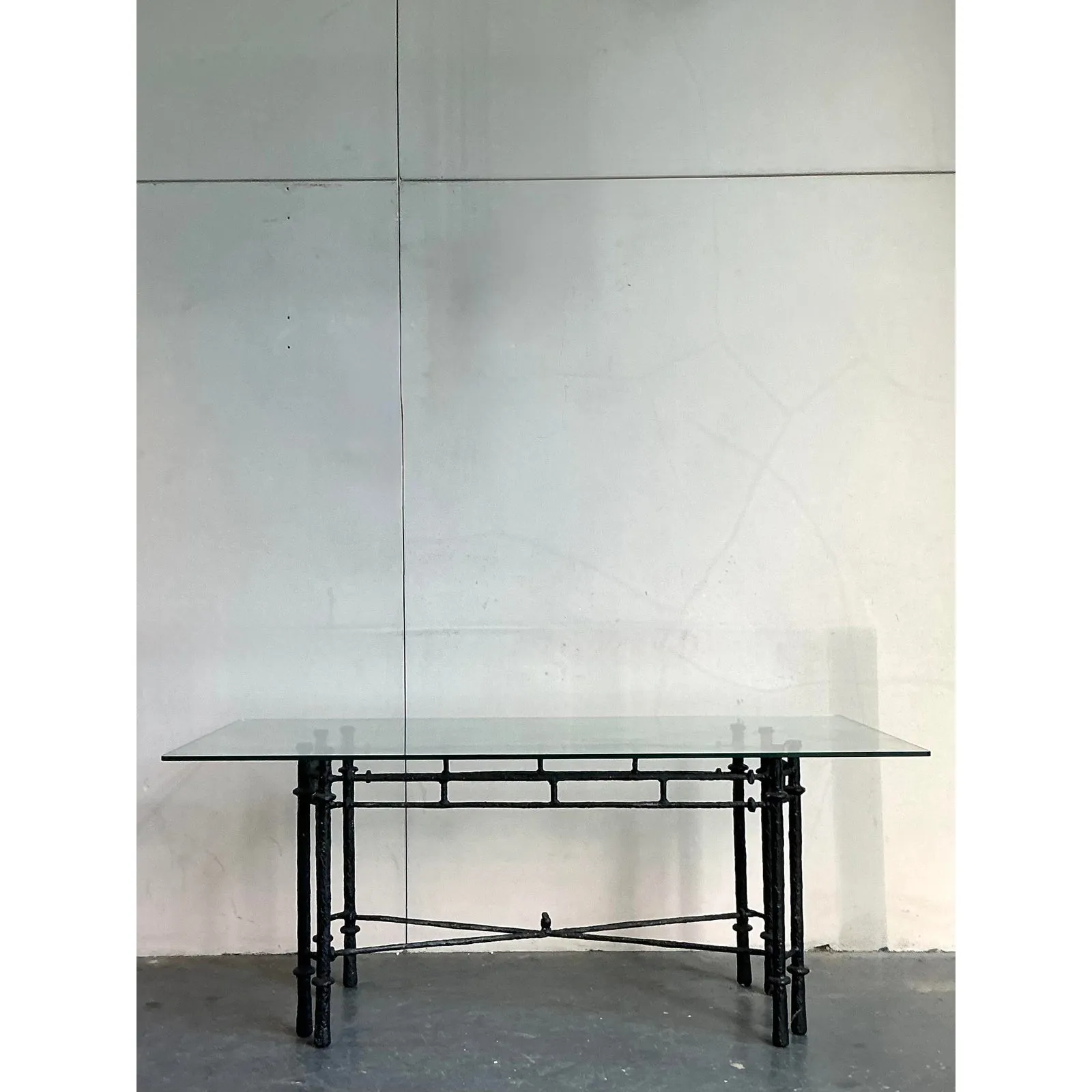 Vintage Boho Hammered Iron Dining Table After Giacometti — additional photo 2