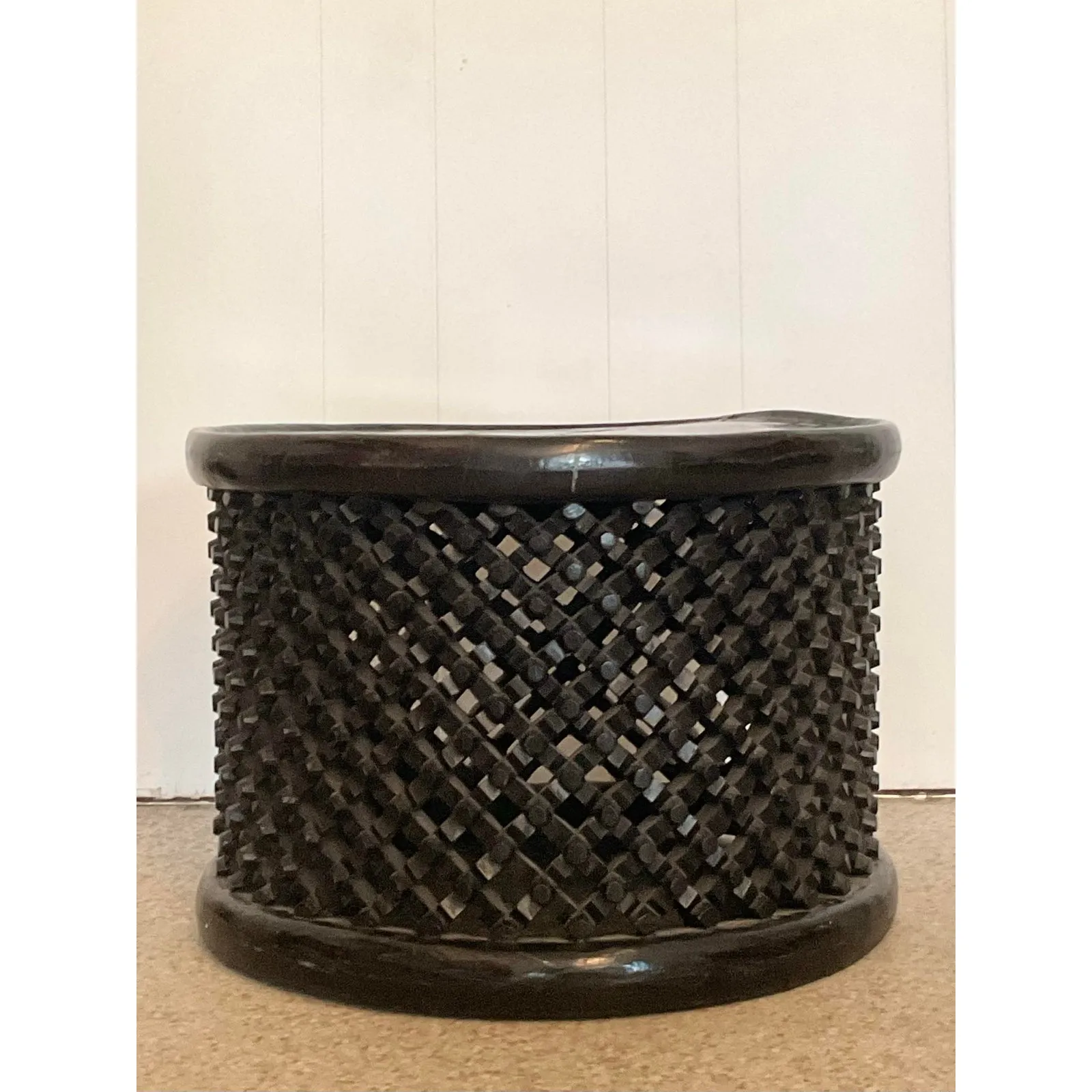 Vintage Boho Carved Wood Bamileke Tables - Set of 2 — additional photo 3