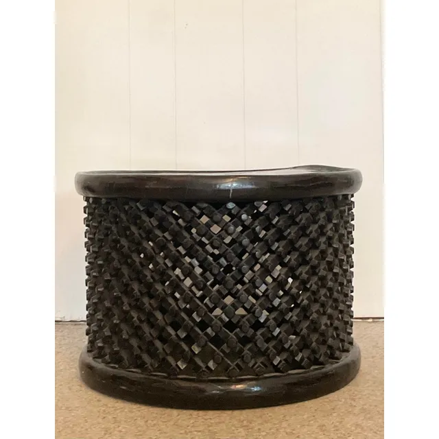 Vintage Boho Carved Wood Bamileke Tables - Set of 2 — additional photo 3