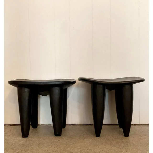 Vintage Boho Carved Senufo Stools - Set of 2 — additional photo 2