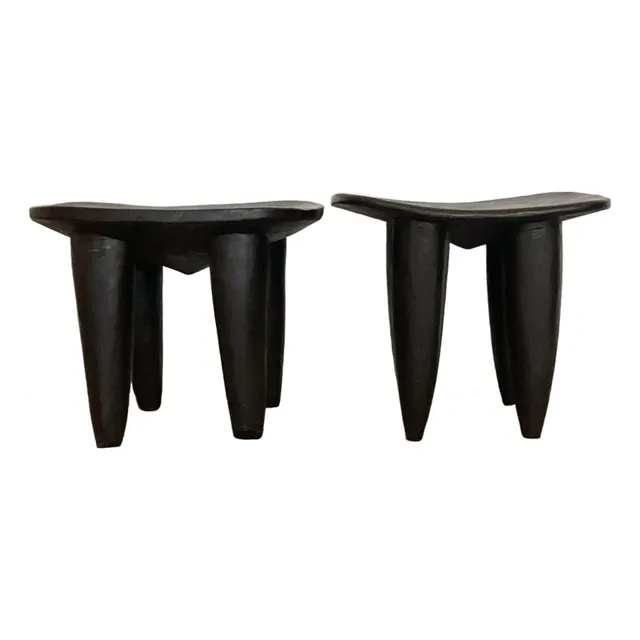 Vintage Boho Carved Senufo Stools - Set of 2 — additional photo 1