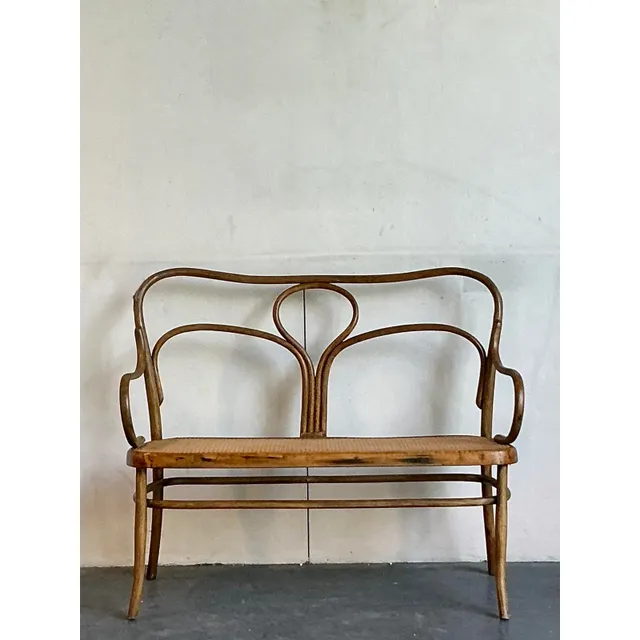 Vintage Mid-Century Modern Bent Wood Bench After Thonet — additional photo 2