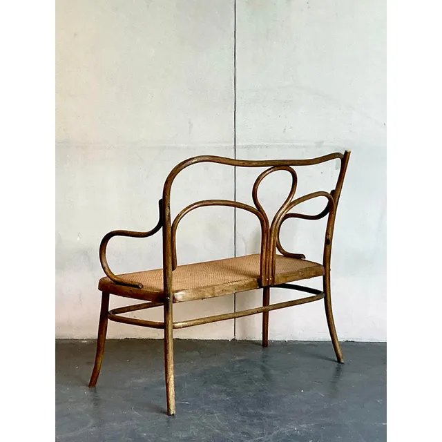 Vintage Mid-Century Modern Bent Wood Bench After Thonet — additional photo 3