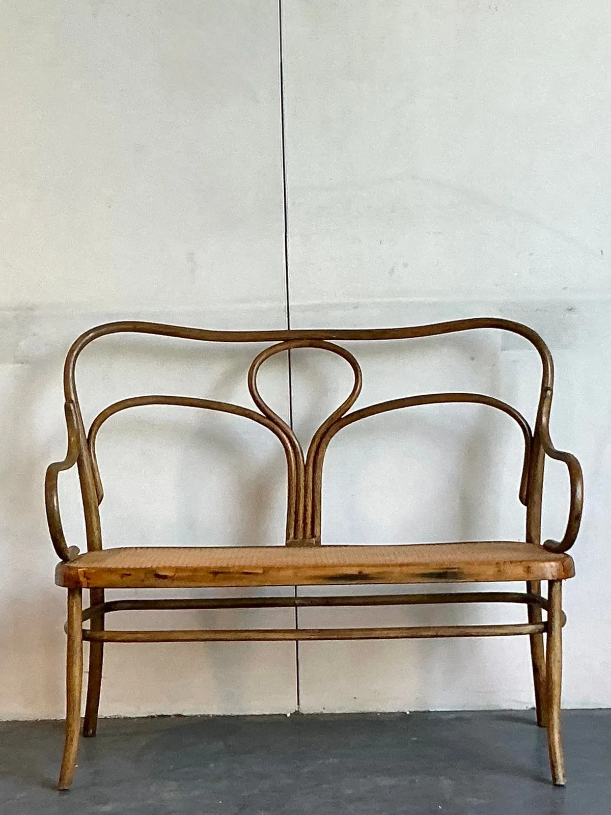 Vintage Mid-Century Modern Bent Wood Bench After Thonet - Bottom view