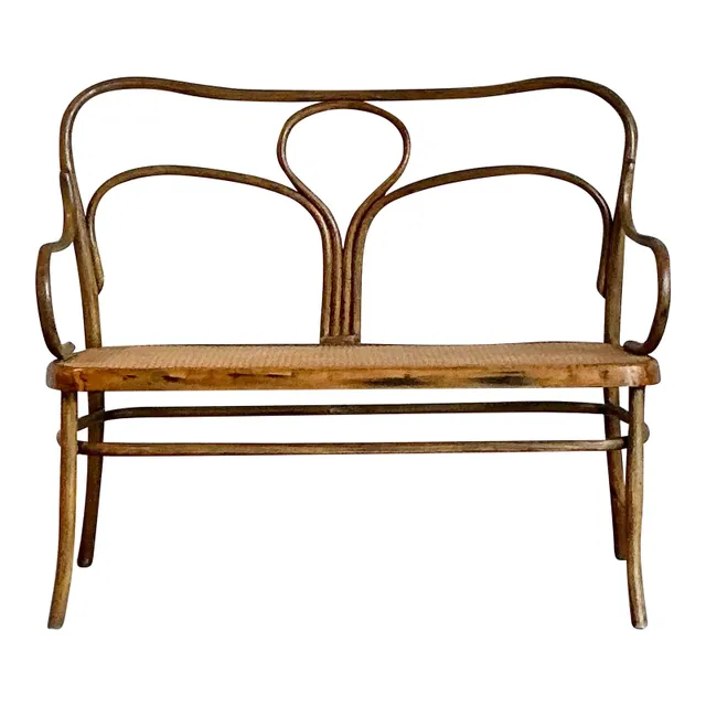 Vintage Mid-Century Modern Bent Wood Bench After Thonet — additional photo 1