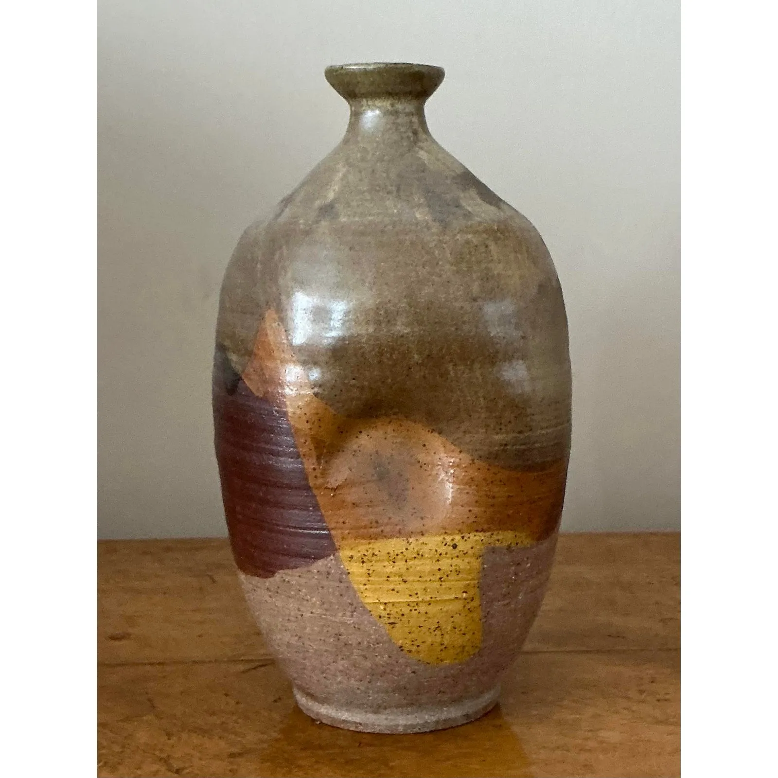 Vintage Boho Original Studio Pottery Vase - Ceramic, 5.75W x 10.5H — additional photo 7