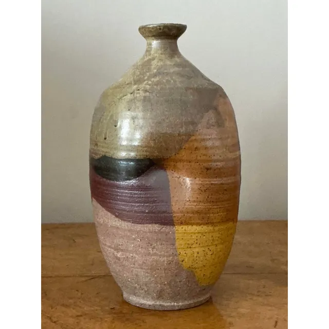 Vintage Boho Original Studio Pottery Vase - Ceramic, 5.75W x 10.5H — additional photo 1