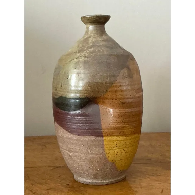 Vintage Boho Original Studio Pottery Vase - Ceramic, 5.75W x 10.5H — additional photo 3