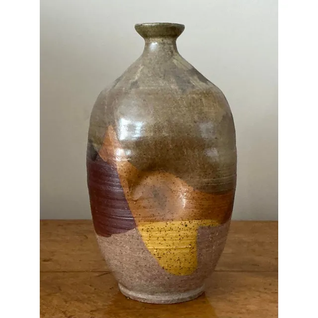 Vintage Boho Original Studio Pottery Vase - Ceramic, 5.75W x 10.5H — additional photo 4