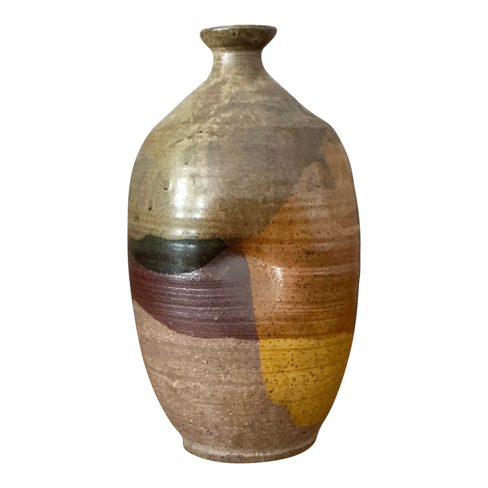 Vintage Boho Original Studio Pottery Vase - Ceramic, 5.75W x 10.5H — additional photo 6