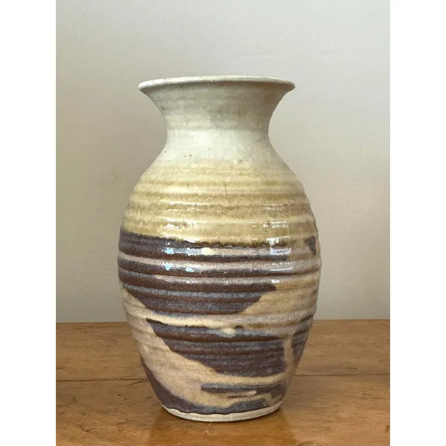 Vintage Boho Glazed Ceramic Vase - Ceramic, 5.5W x 9.5H — additional photo 1