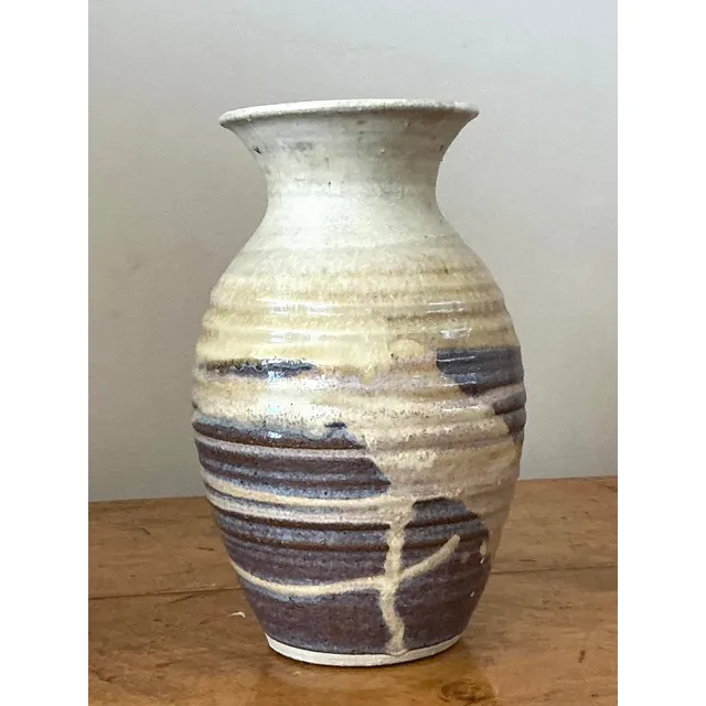 Vintage Boho Glazed Ceramic Vase - Ceramic, 5.5W x 9.5H — additional photo 2