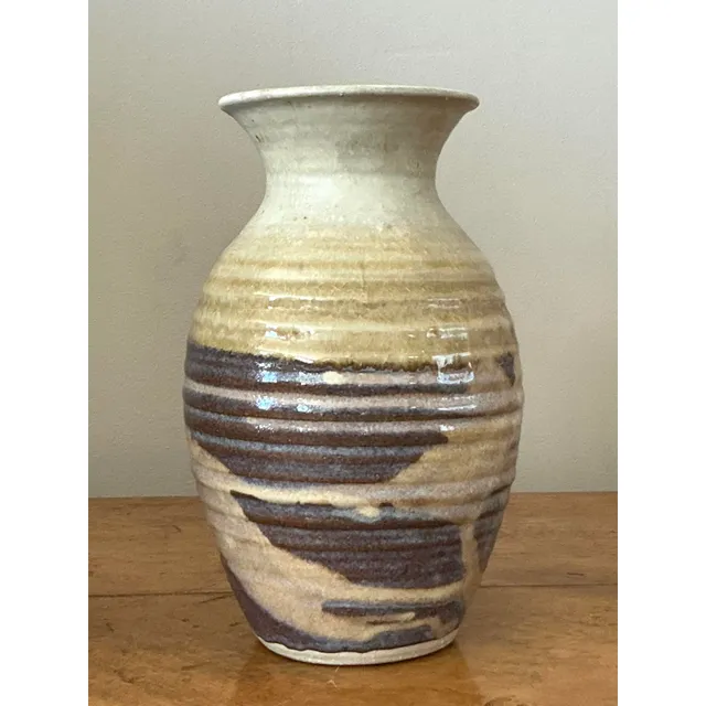 Vintage Boho Glazed Ceramic Vase - Ceramic, 5.5W x 9.5H — additional photo 4