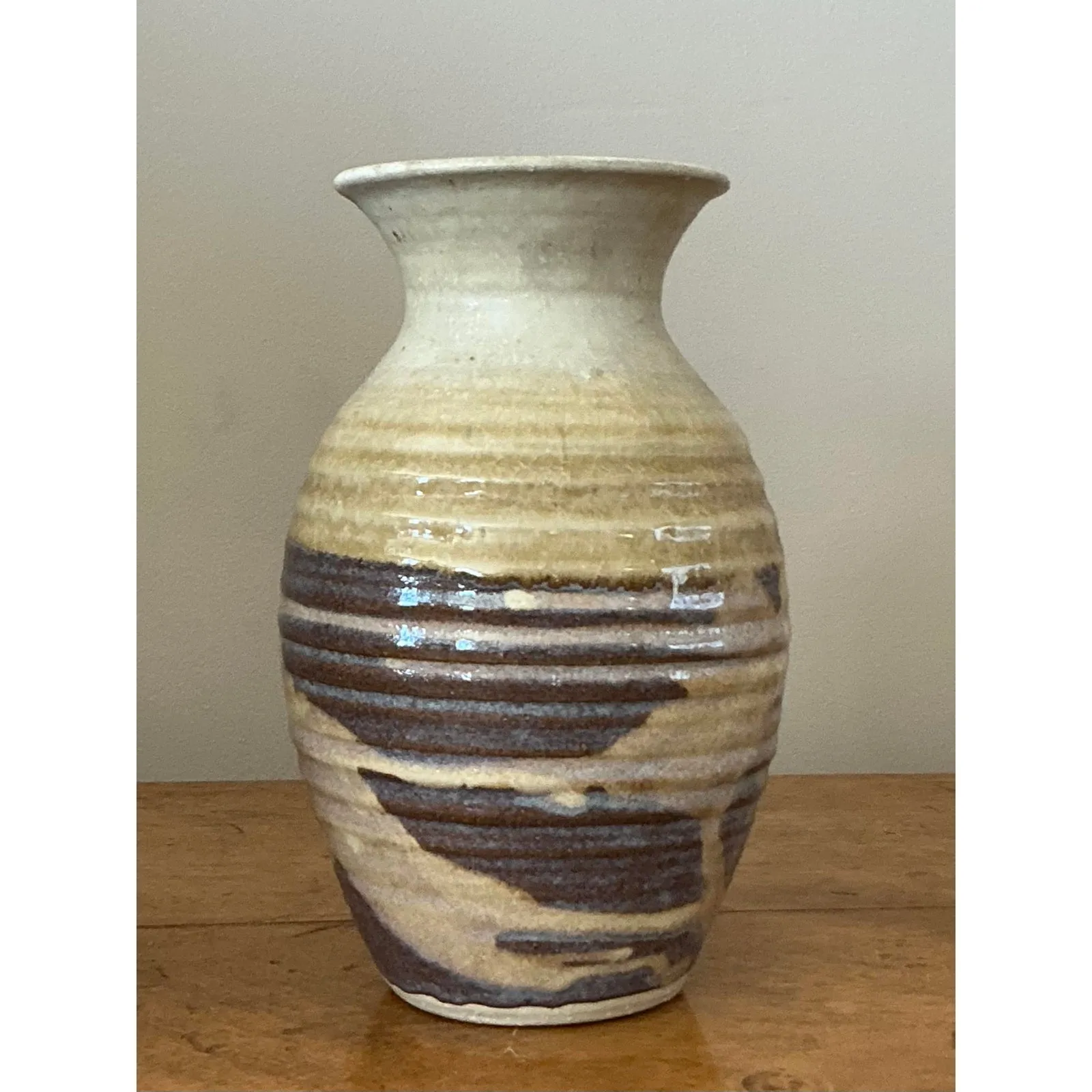 Vintage Boho Glazed Ceramic Vase - Ceramic, 5.5W x 9.5H — additional photo 5