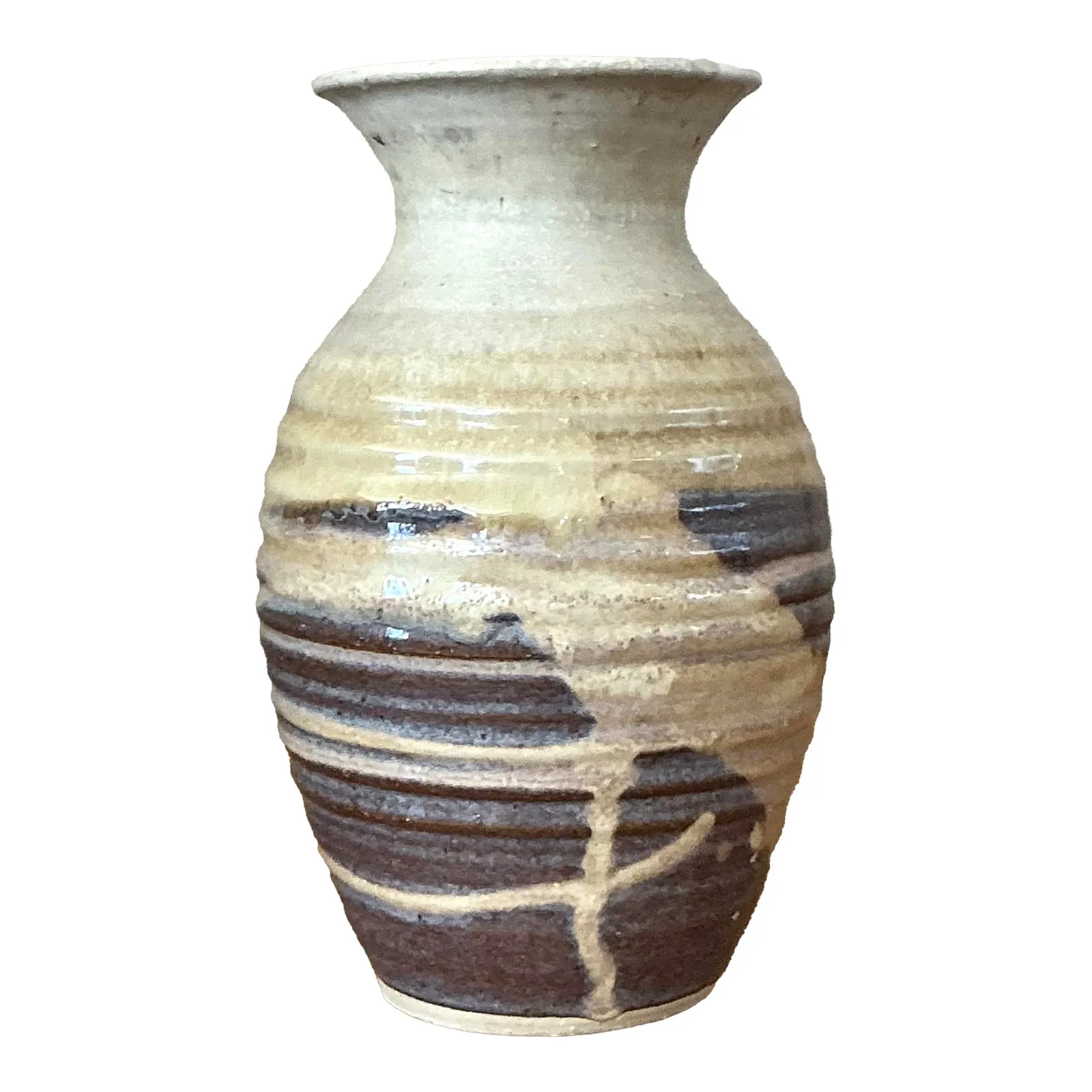 Vintage Boho Glazed Ceramic Vase - Ceramic, 5.5W x 9.5H — additional photo 6