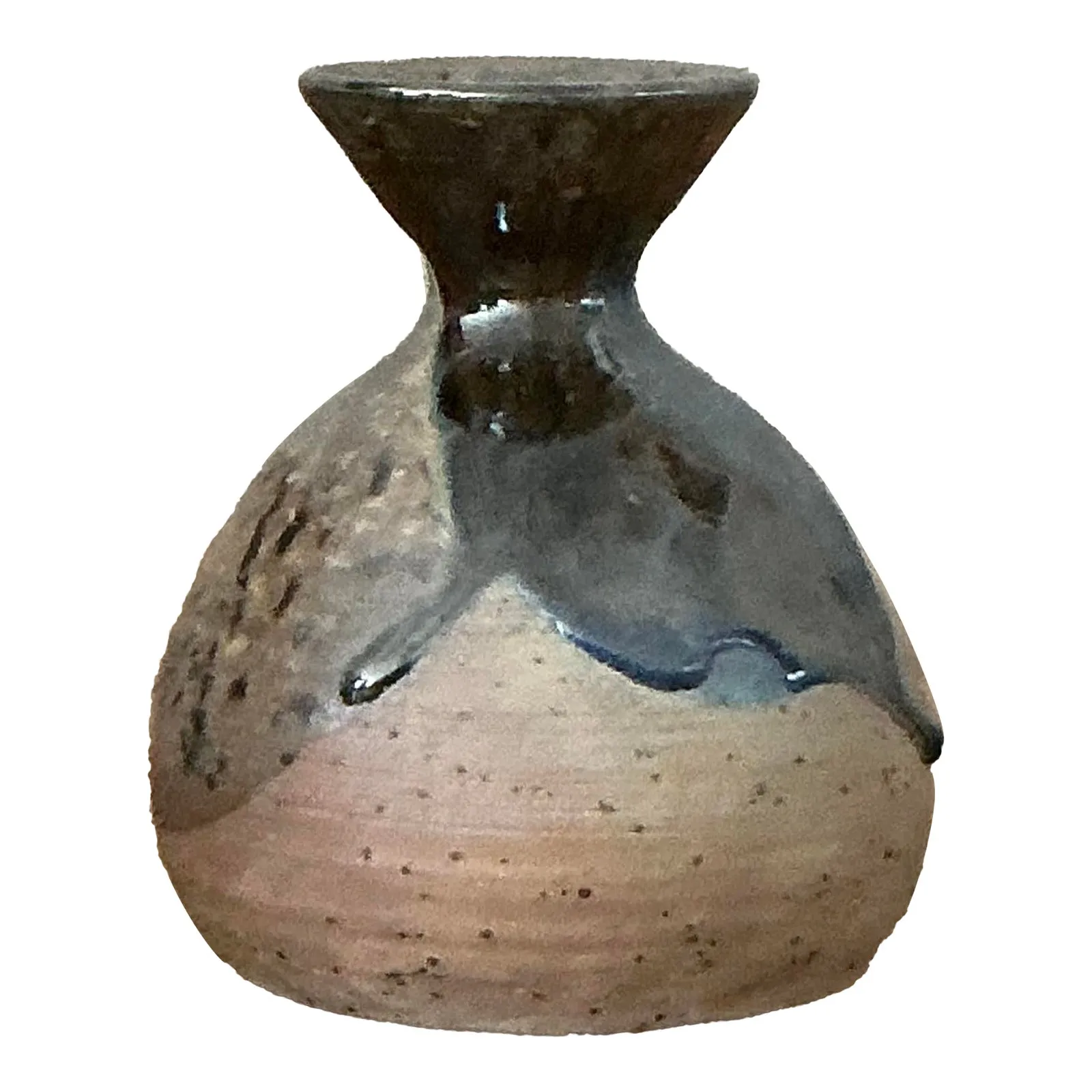 Vintage Boho Original Studio Pottery Vase - Ceramic, 3.75W x 4.75H — additional photo 2