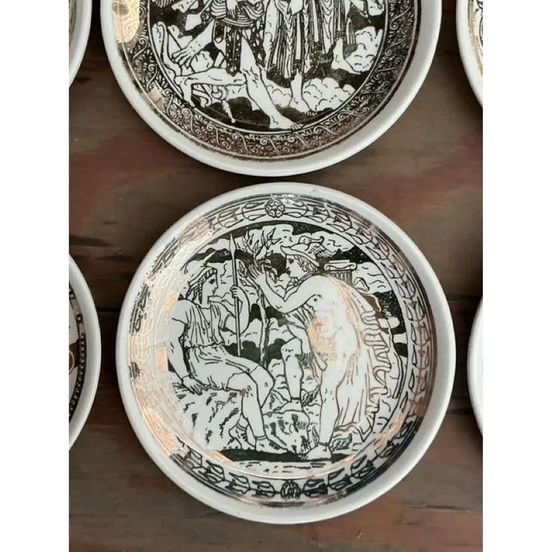 Vintage Italian Fornasetti Mythological Ceramic Coaster - Set of 8 — additional photo 6