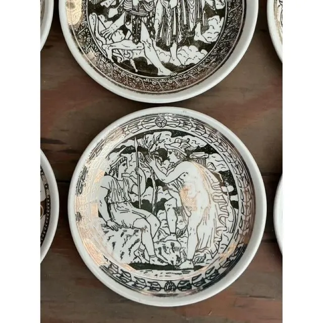 Vintage Italian Fornasetti Mythological Ceramic Coaster - Set of 8 — additional photo 6