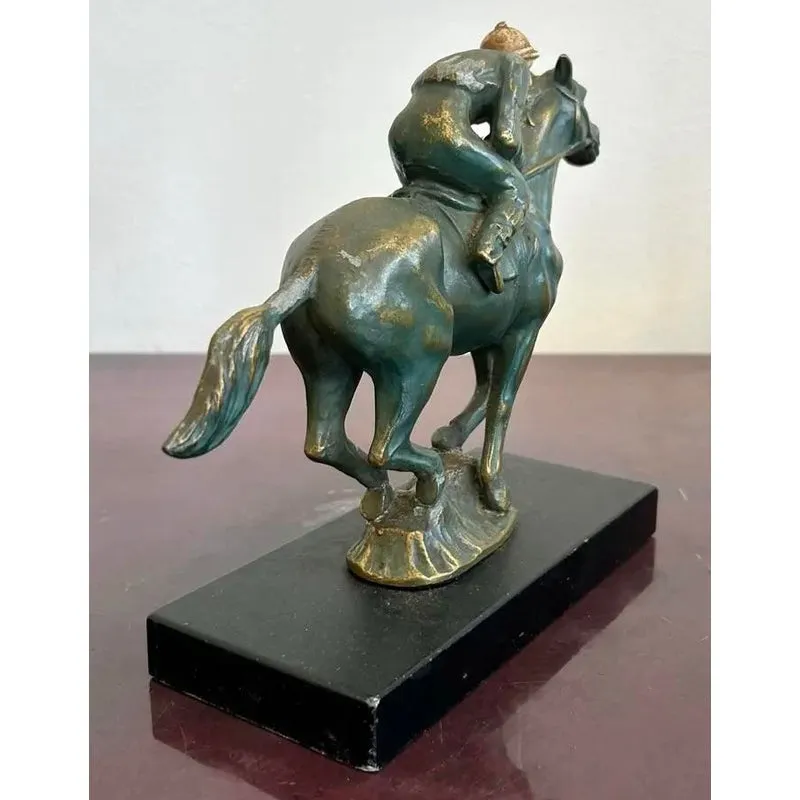 Vintage Mid 20th Century Equestrian Horse and Jockey Sculpture — additional photo 4
