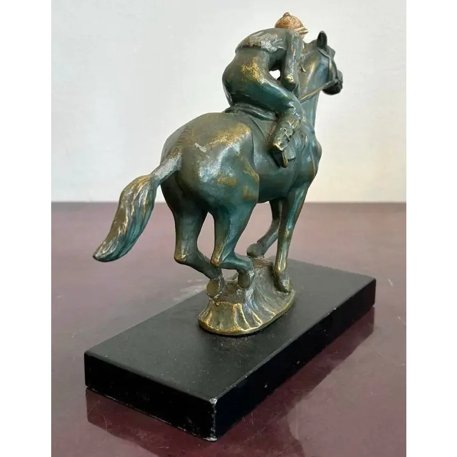 Vintage Mid 20th Century Equestrian Horse and Jockey Sculpture — additional photo 5