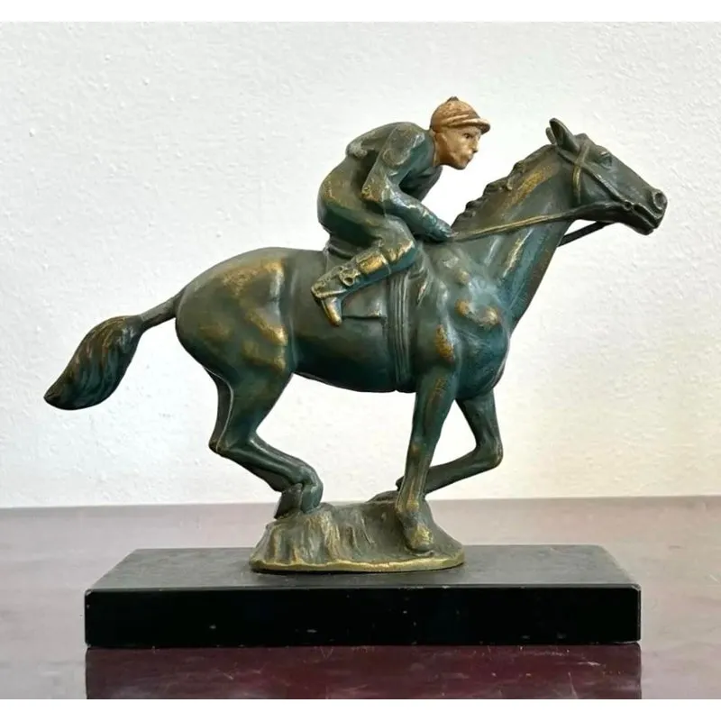 Vintage Mid 20th Century Equestrian Horse and Jockey Sculpture — additional photo 2
