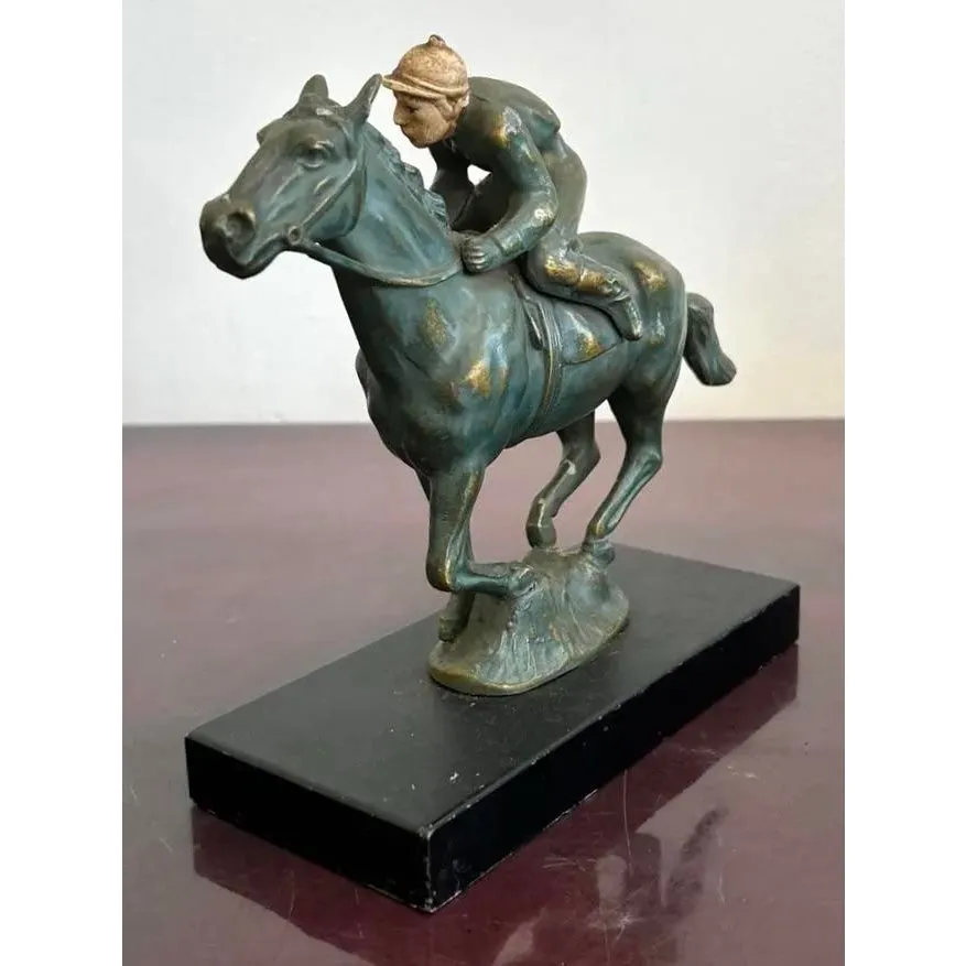 Vintage Mid 20th Century Equestrian Horse and Jockey Sculpture — additional photo 6