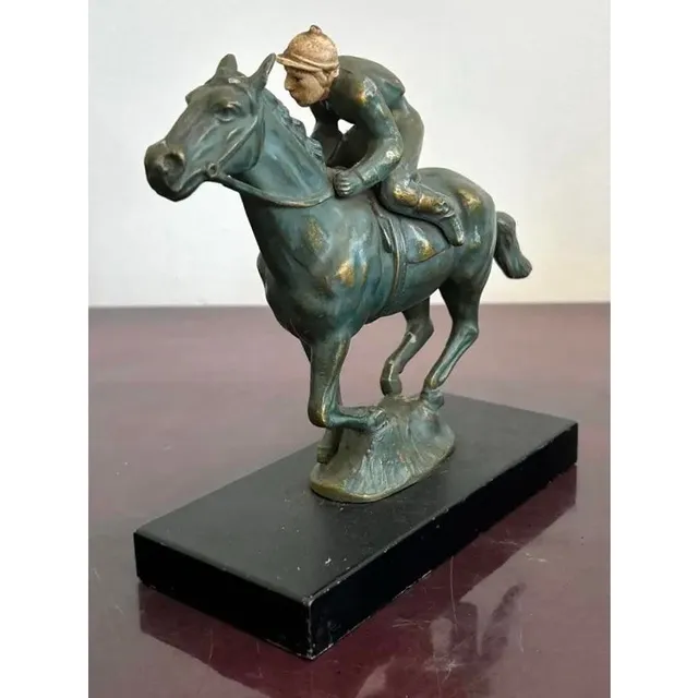 Vintage Mid 20th Century Equestrian Horse and Jockey Sculpture — additional photo 6