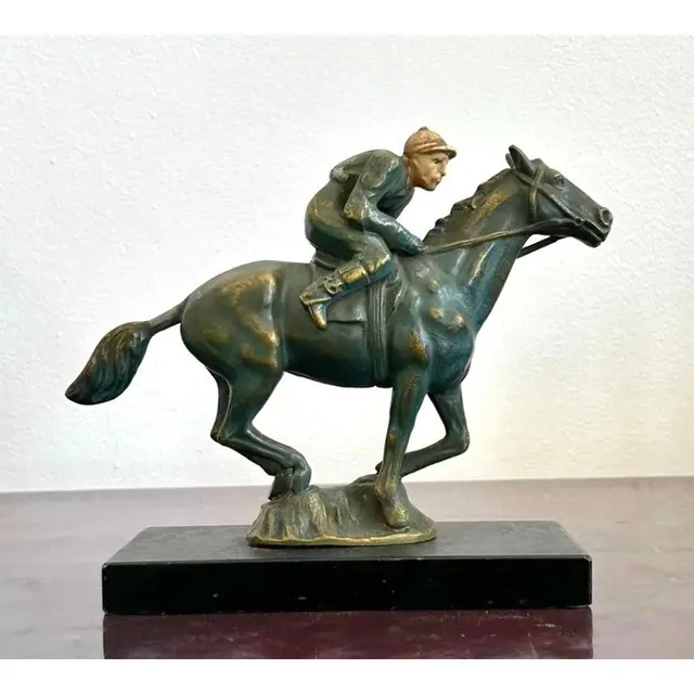 Vintage Mid 20th Century Equestrian Horse and Jockey Sculpture — additional photo 7