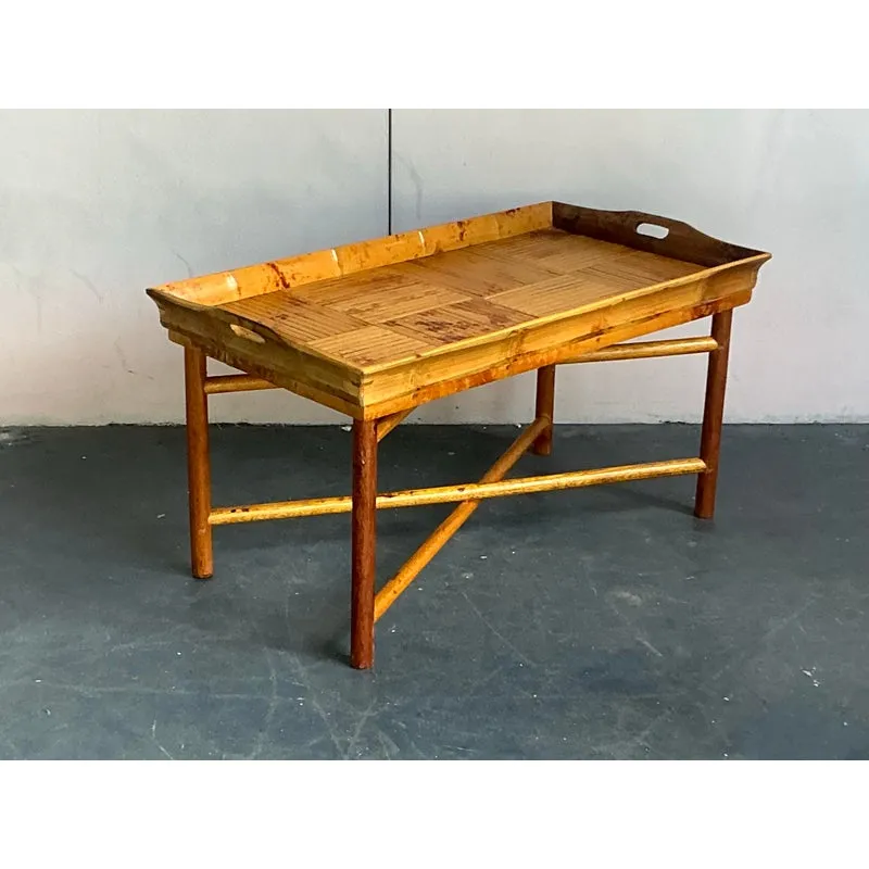Vintage Coastal Patch Work Reed Coffee Table — additional photo 1