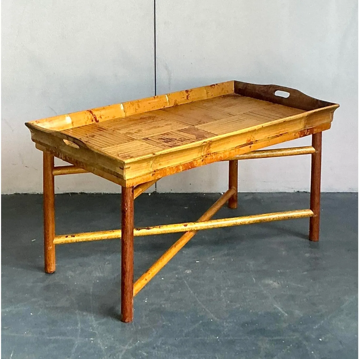 Vintage Coastal Patch Work Reed Coffee Table — additional photo 3
