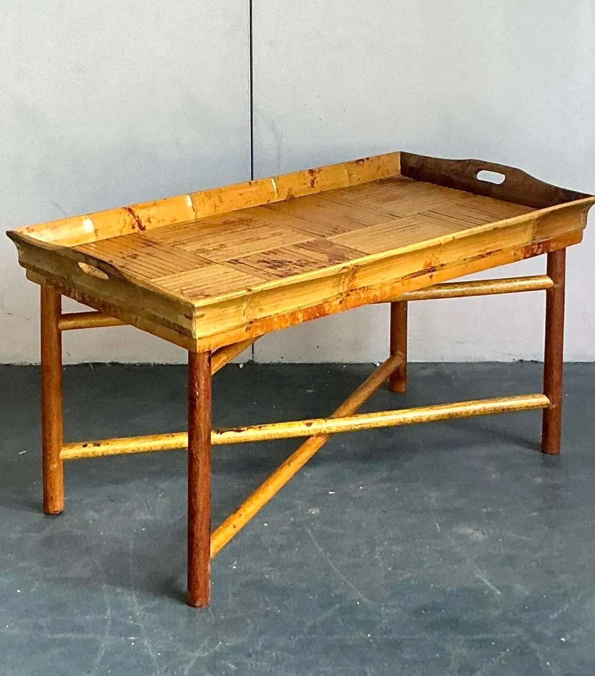Vintage Coastal Patch Work Reed Coffee Table — additional photo 2