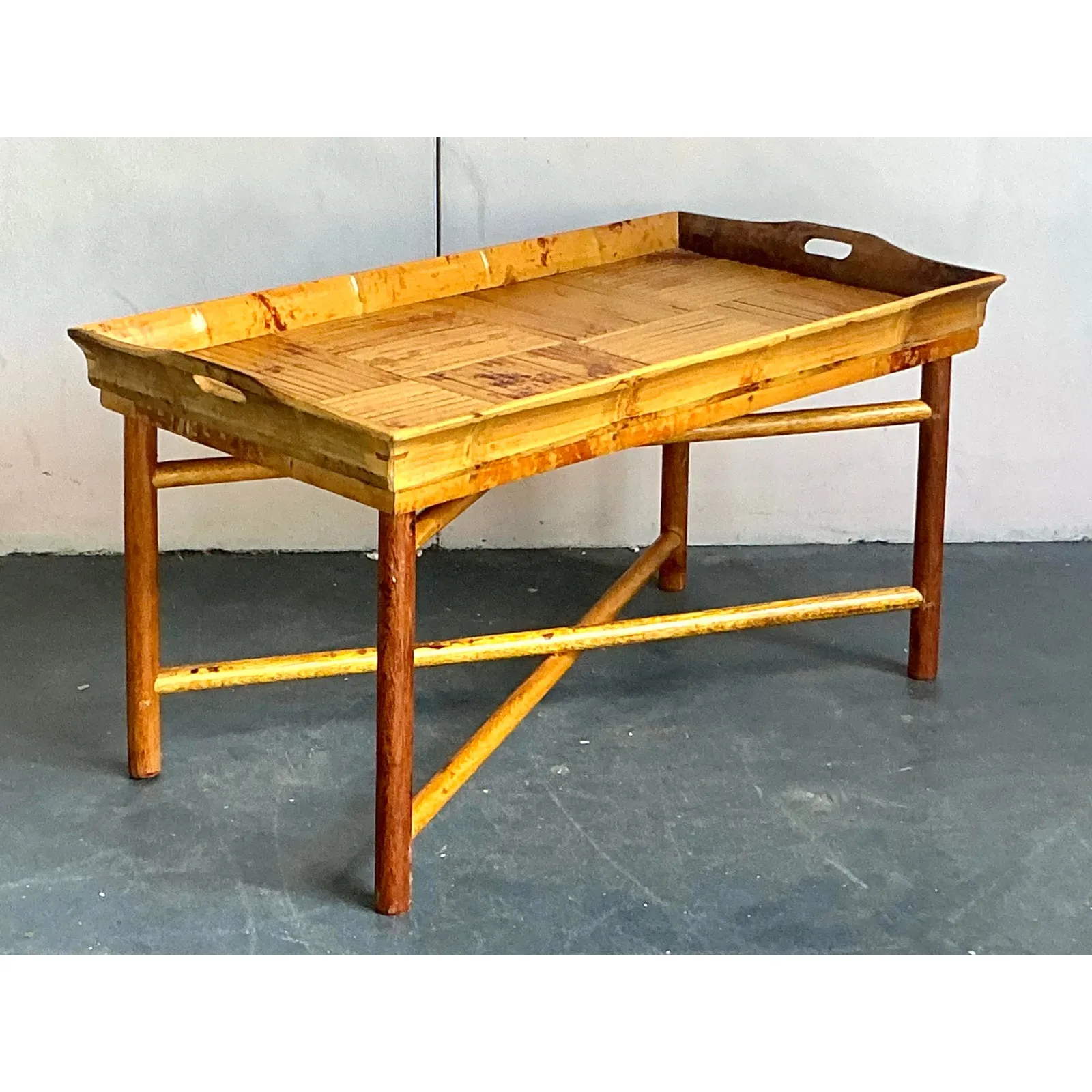 Vintage Coastal Patch Work Reed Coffee Table — additional photo 4
