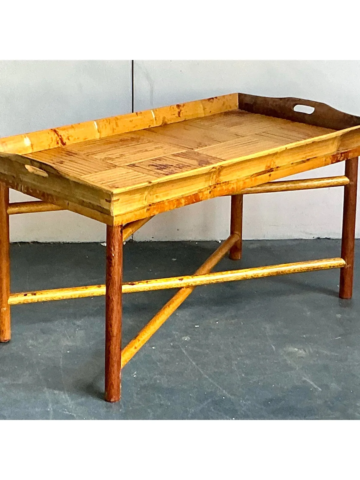Vintage Coastal Patch Work Reed Coffee Table — additional photo 3