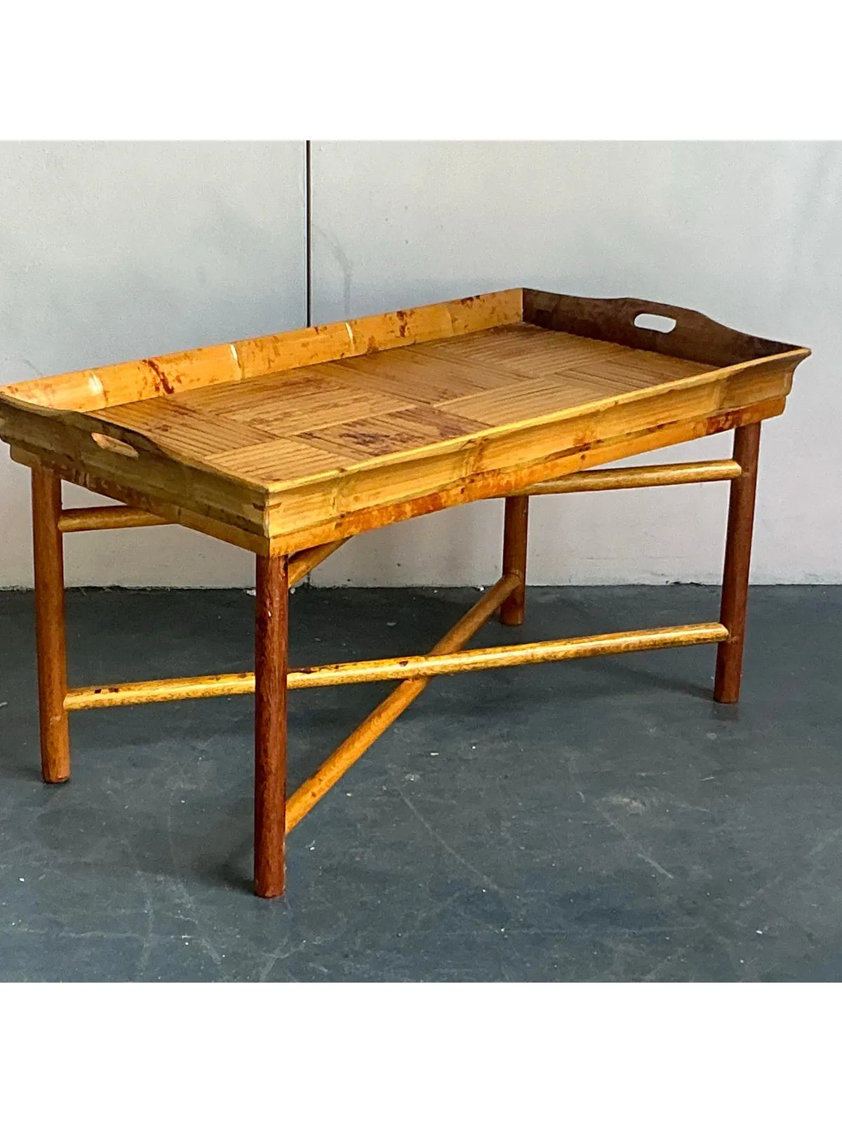 Vintage Coastal Patch Work Reed Coffee Table — additional photo 5