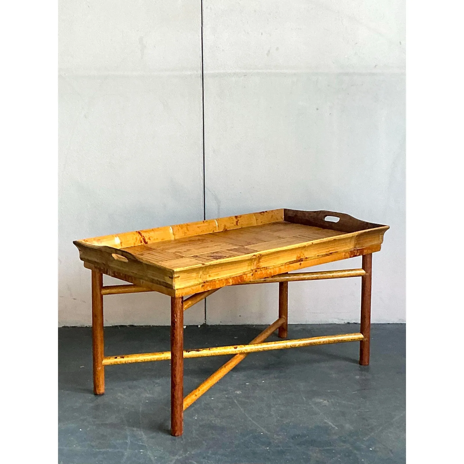 Vintage Coastal Patch Work Reed Coffee Table — additional photo 7