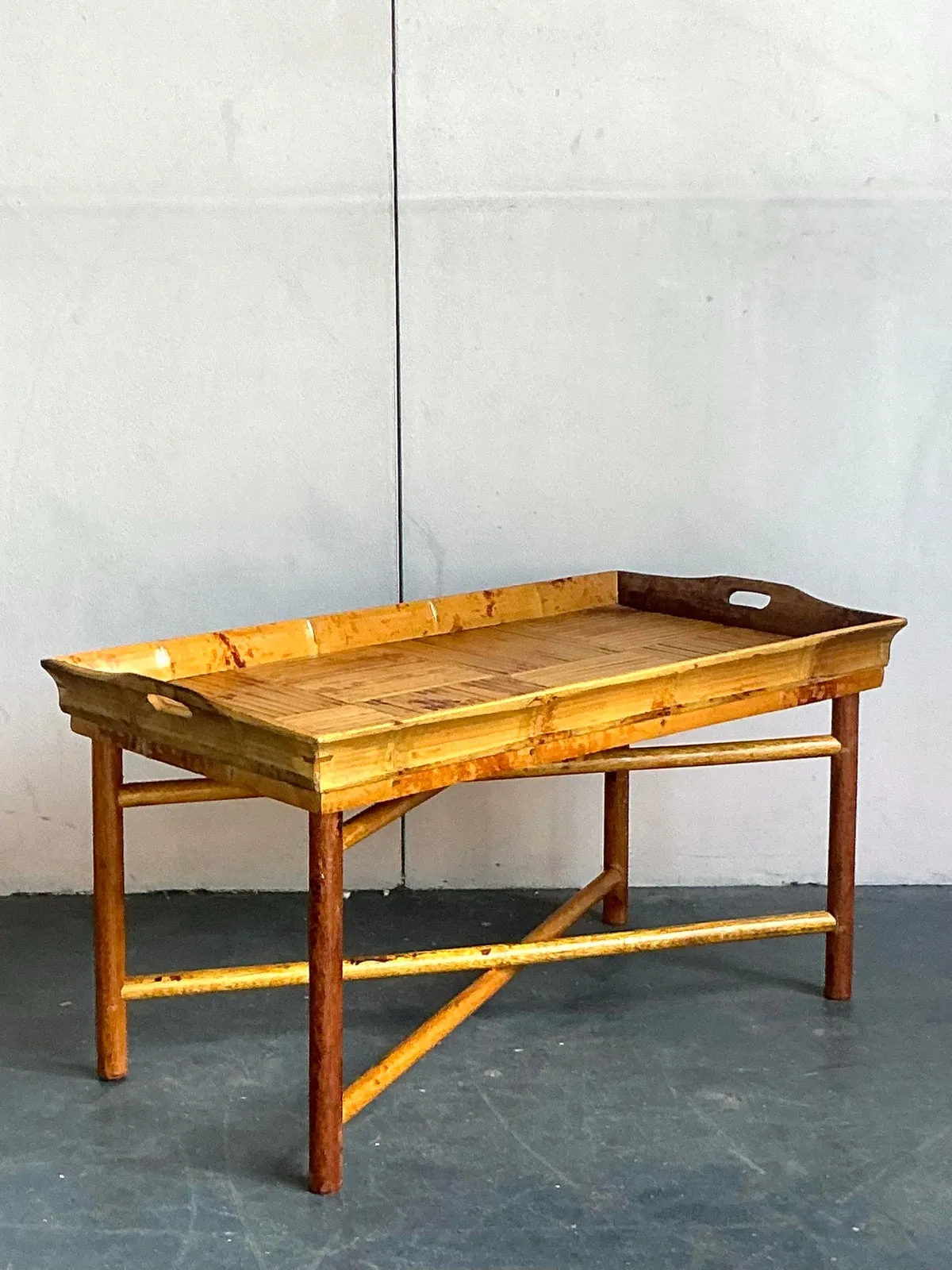 Vintage Coastal Patch Work Reed Coffee Table — additional photo 6