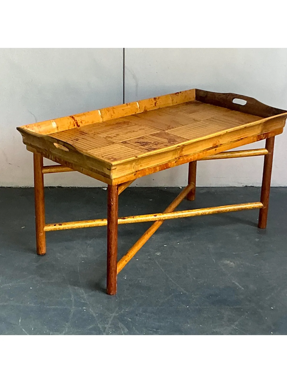 Vintage Coastal Patch Work Reed Coffee Table — additional photo 7