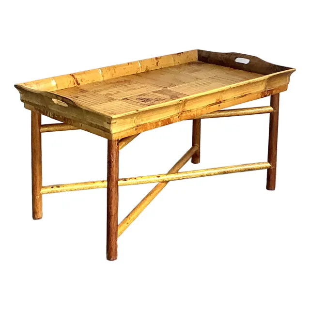 Vintage Coastal Patch Work Reed Coffee Table — additional photo 1