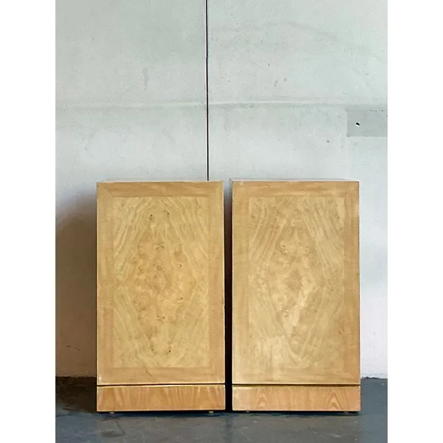 Vintage Boho Drexel Heritage Bookmatched Burl Wood Pedestals - A Pair — additional photo 5