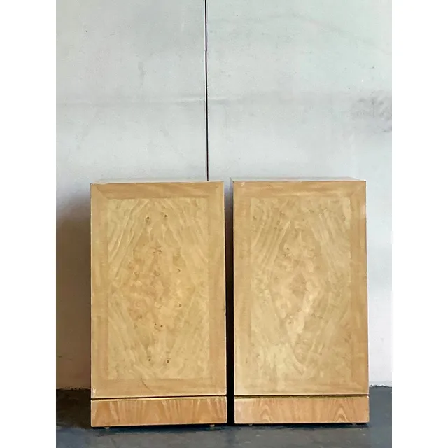 Vintage Boho Drexel Heritage Bookmatched Burl Wood Pedestals - A Pair — additional photo 3