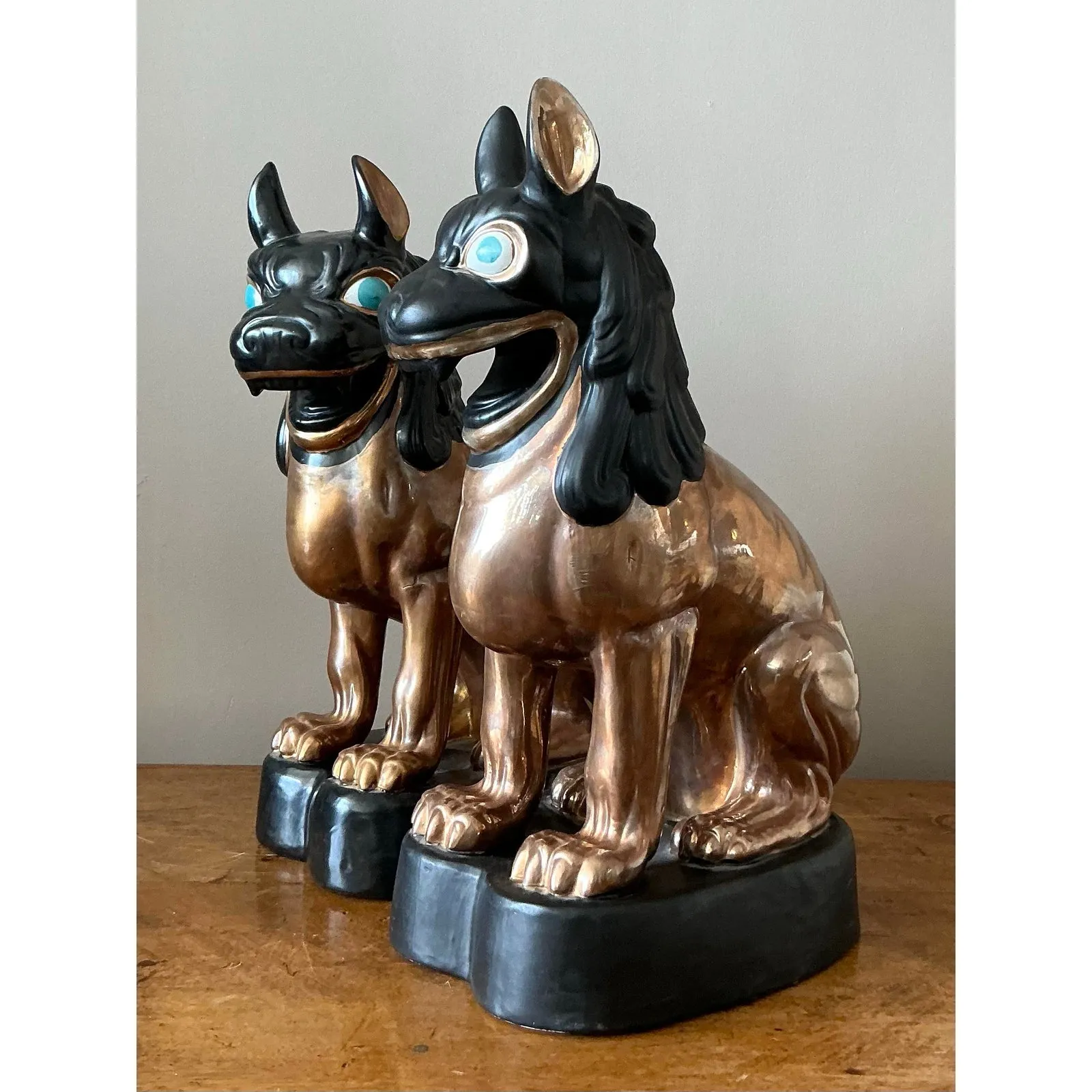 Vintage Glazed Ceramic Foo Dogs - A Pair — additional photo 3