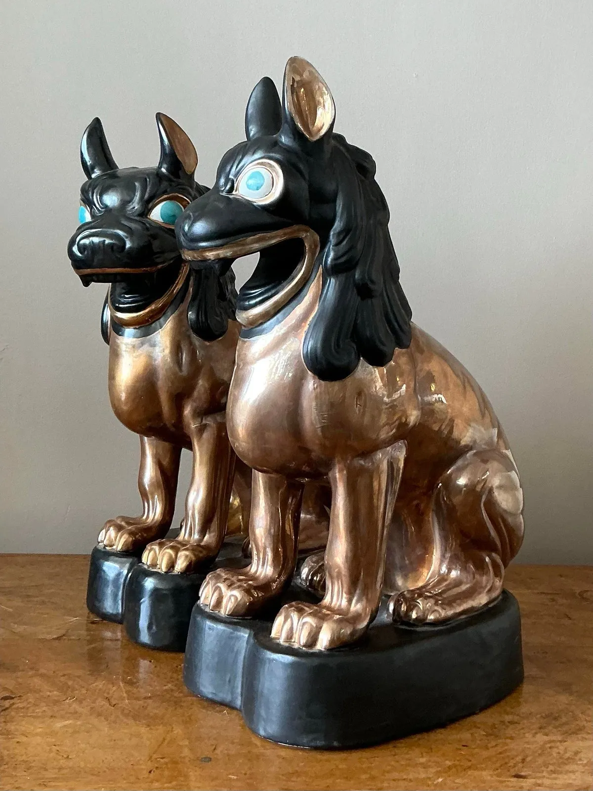 Vintage Glazed Ceramic Foo Dogs - A Pair — additional photo 2
