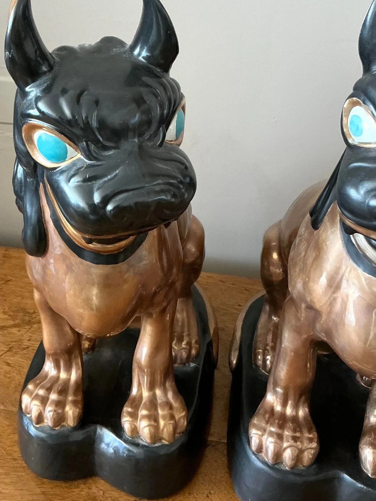 Vintage Glazed Ceramic Foo Dogs - A Pair — additional photo 3