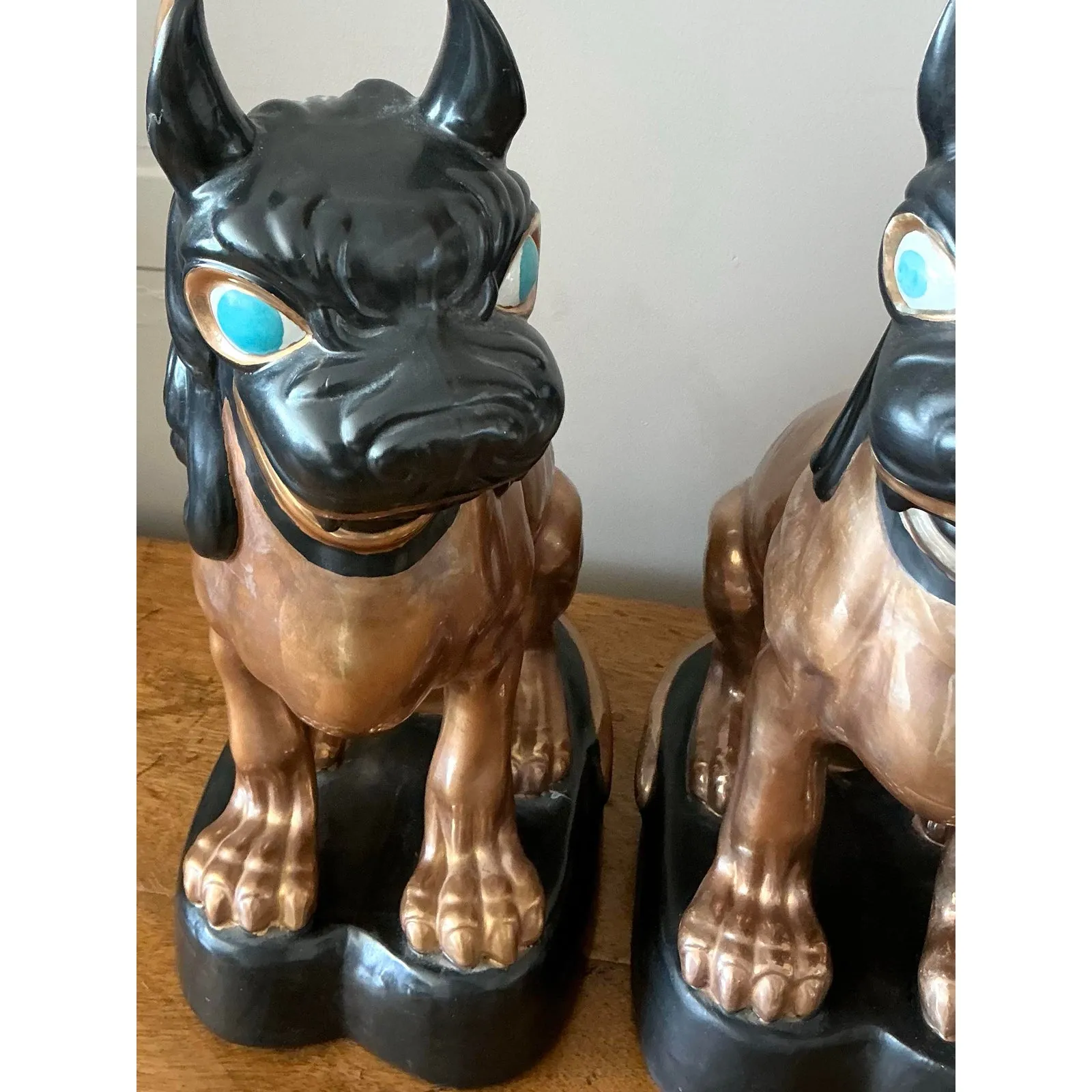 Vintage Glazed Ceramic Foo Dogs - A Pair — additional photo 5