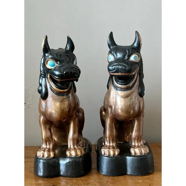 Vintage Glazed Ceramic Foo Dogs - A Pair — additional photo 7