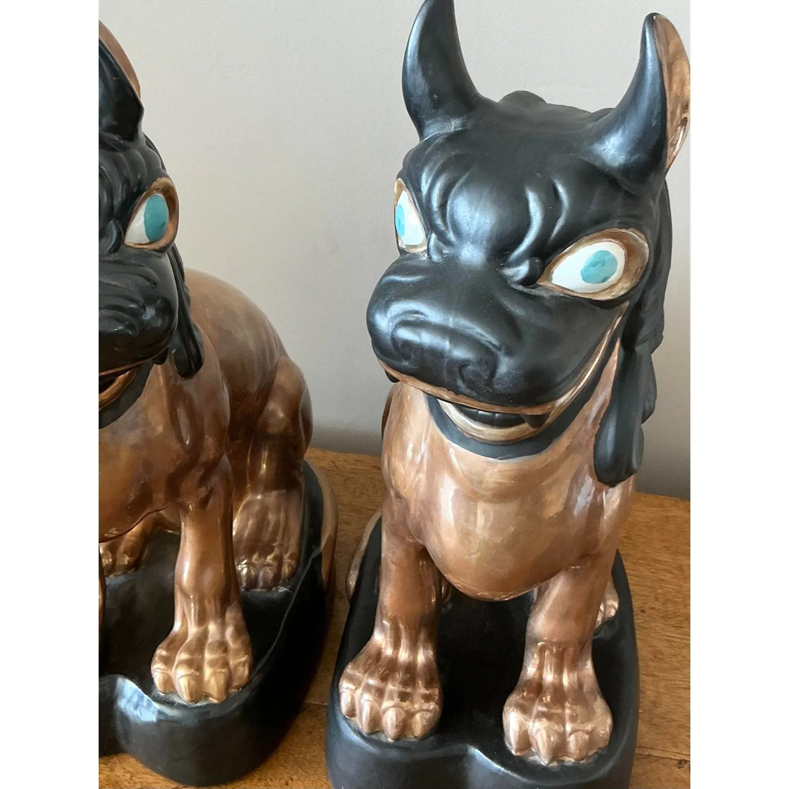 Vintage Glazed Ceramic Foo Dogs - A Pair — additional photo 8