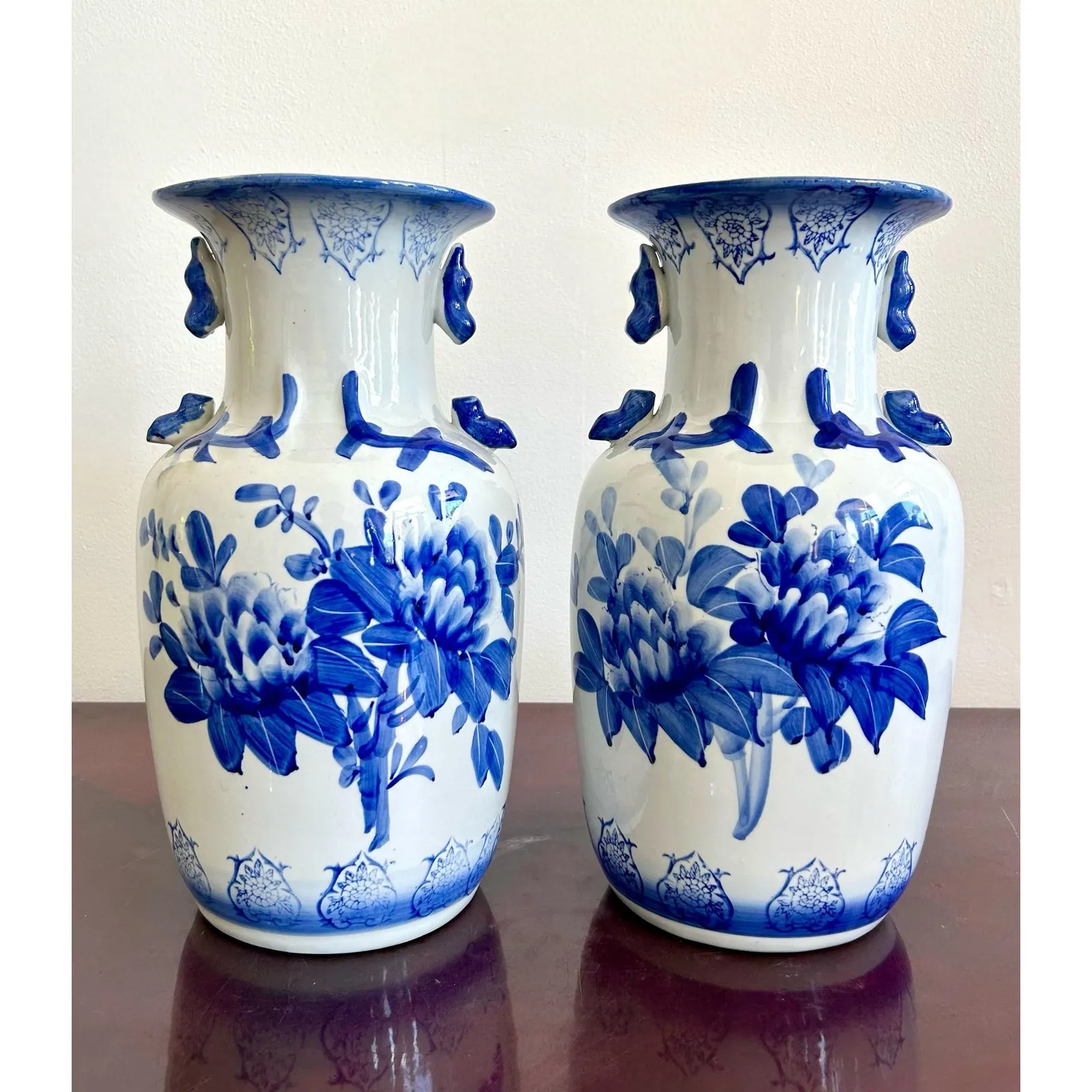 Vintage Blue and White Porcelian Vase Pair — additional photo 6